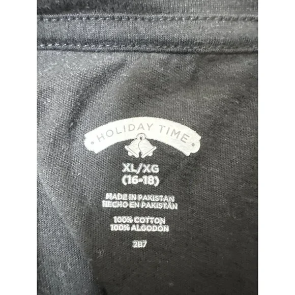 Holiday Time Jingle Bells Graphic T Shirt Womens XL Black Christmas Top - Picture 4 of 6